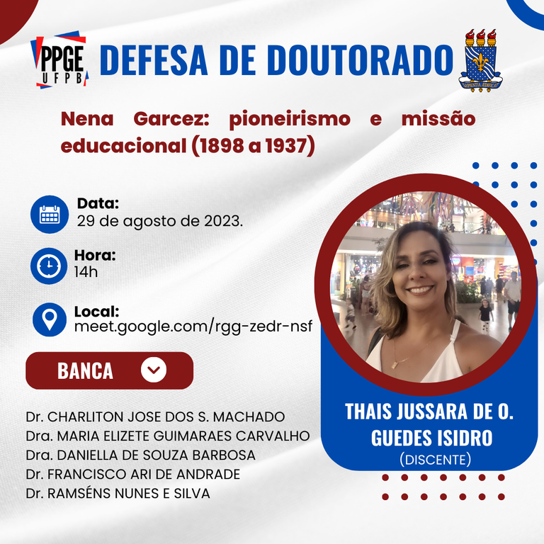 BANCA DE DOUTORADO - THAIS JUSSARA DE OLIVEIRA GUEDES ISIDRO