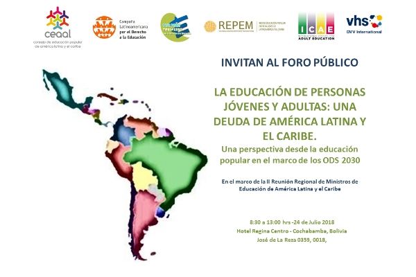 Invitacíon al Foro Público: La Educación de Personas Jóvenes y Adultas: una deuda de América Latina y el Caribe. 